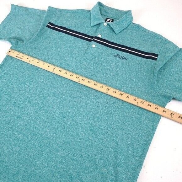 FootJoy Mens FJ Sea Island Golf Polo Shirt XL Green Black Stripe - Picture 4 of 9